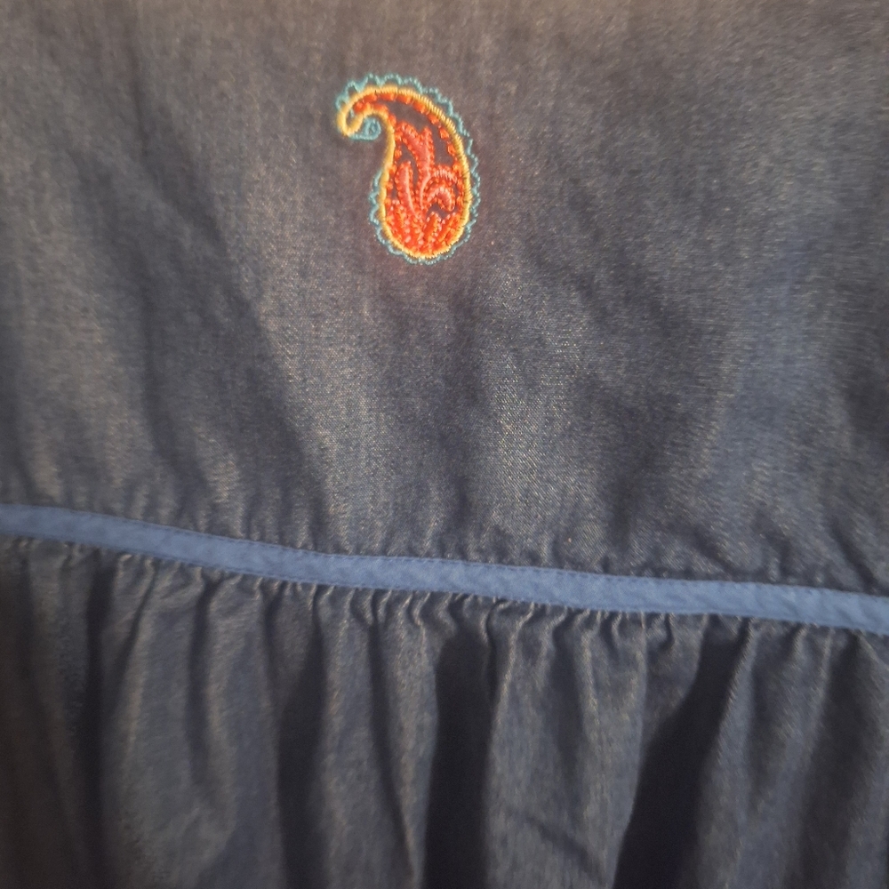 Denim Embroidered Midi Dress - Picture 7 of 11